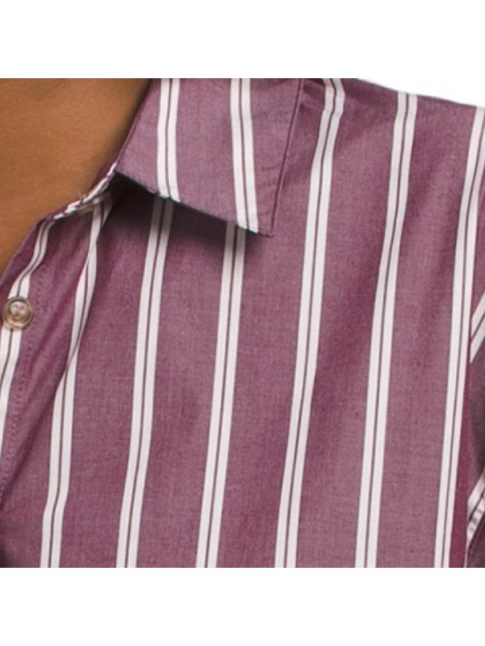 JANE & DELANCEY Cotton Wide Road Striped Cropped Long Sleeve Shirt - Picture 3 of 4